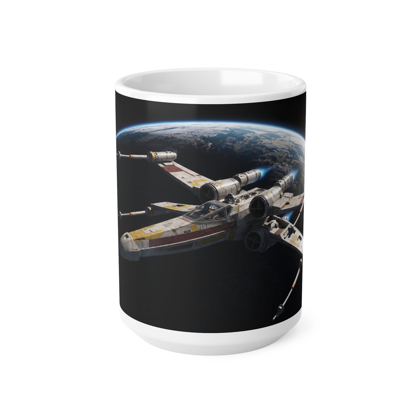 Spacefighter Coffee Mug — Retro Starship Ceramic Cup (11oz & 15oz)