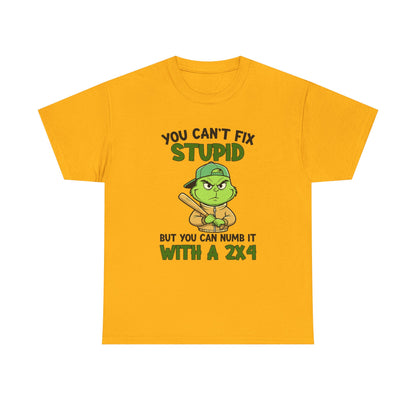 Funny Carpenter T‑Shirt — "You Can't Fix Stupid But You Can Numb It With a 2x4"