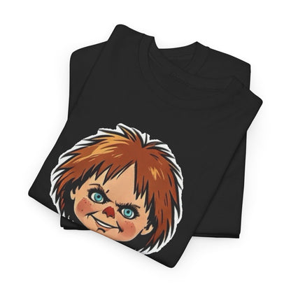 Horror Doll Knife Tee — Creepy Chucky-Inspired Graphic T-Shirt