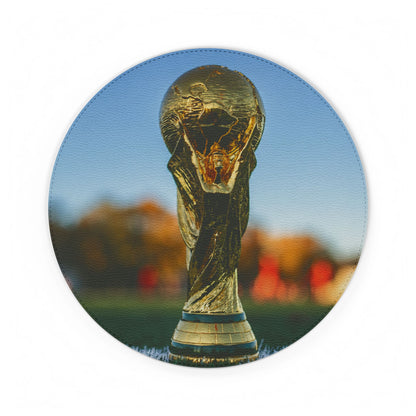 World Cup Trophy PU Leather Mouse Mat — Soccer Desk Mousepad