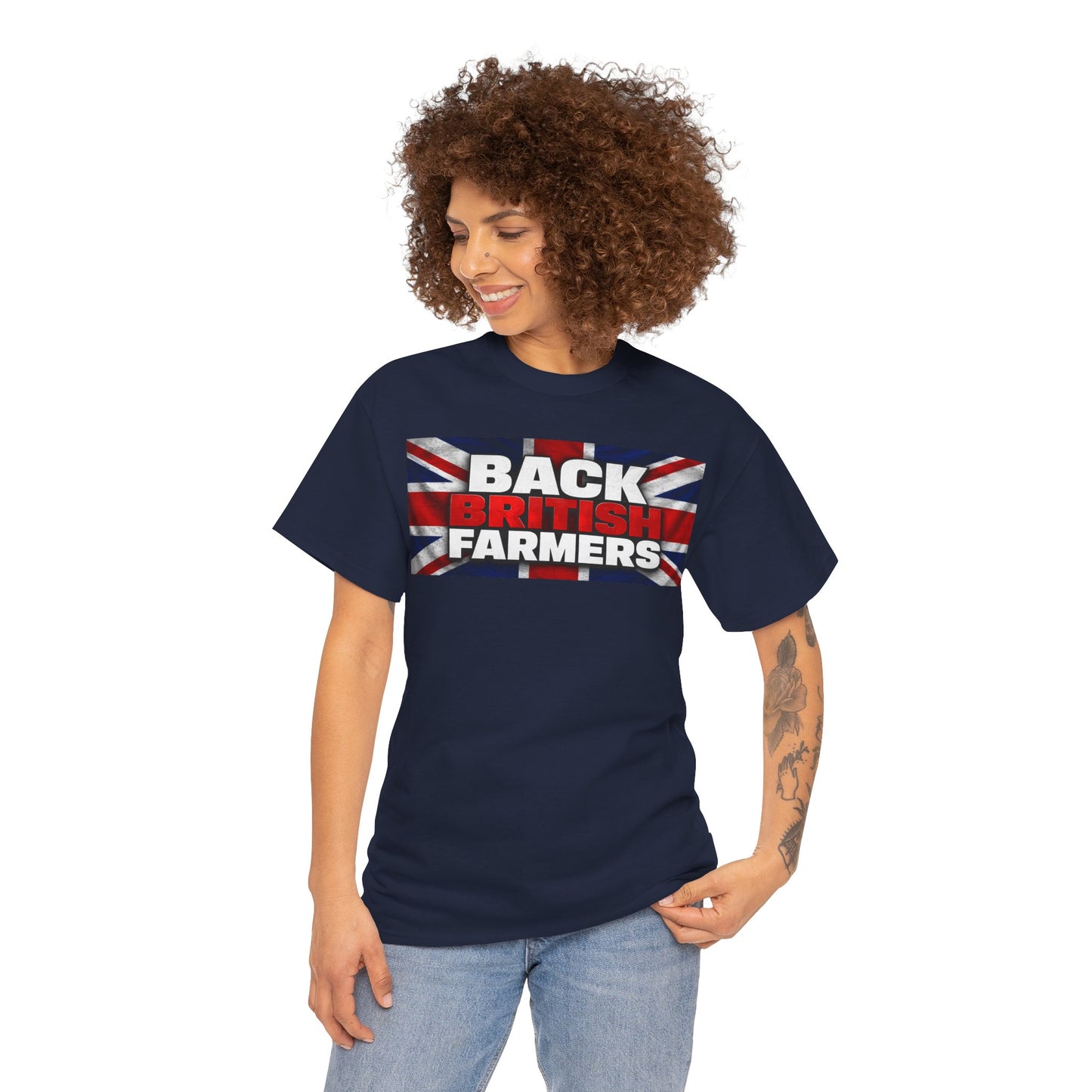 Back British Farmers T-Shirt — Union Jack Support Tee for UK Farmers