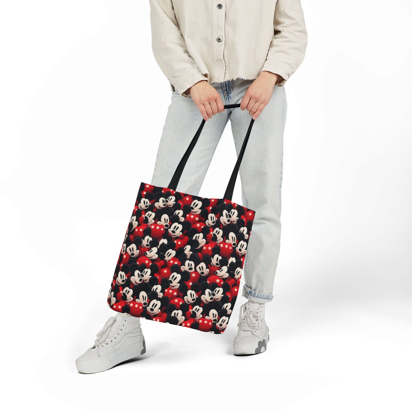 Mickey Mouse Canvas Tote — Retro Cartoon Character Allover Print