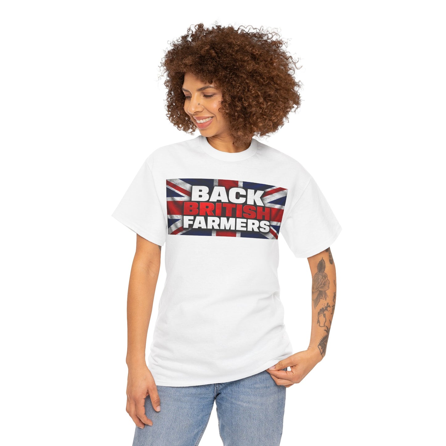 Back British Farmers T-Shirt — Union Jack Support Tee for UK Farmers