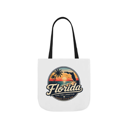 Florida Sunset Canvas Tote Bag — Retro Palm Beach Design