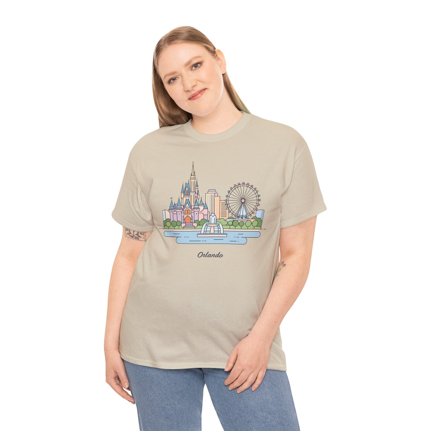 Orlando Skyline T-Shirt — Cute Cityscape Graphic Tee with 'Orlando' Text