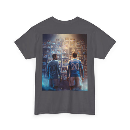 Bernardo Silva Manchester City Legend Graphic Tee — Player Cartoon Front & Tribute Poster Back
