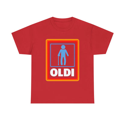 Oldi Retro Logo Tee — Funny Elderly Humour T-Shirt