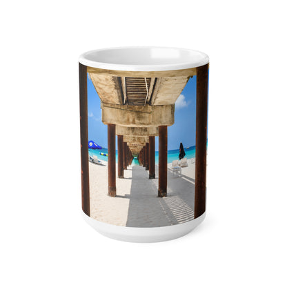 Barbados Beach Pier Photo Mug — Tropical Ocean View Coffee Cup (11oz & 15oz)