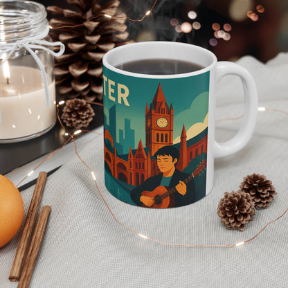Manchester Vintage Travel Poster Coffee Mug — Bee & Tram 11oz/15oz