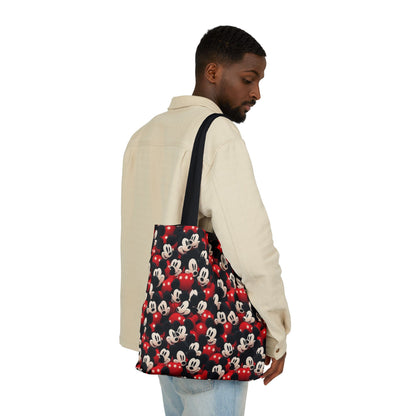 Mickey Mouse Canvas Tote — Retro Cartoon Character Allover Print