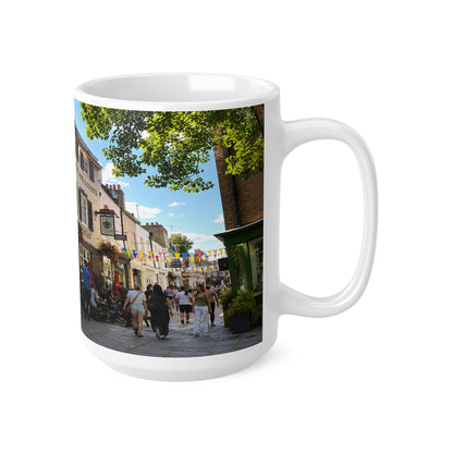 Richmond Ted Lasso Vintage English Pub Street Scene Mug – Café Outdoor Seating Photo Ceramic Coffee Cup (11oz & 15oz)