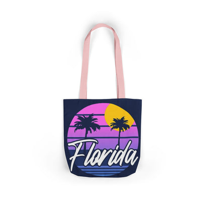 Florida Sunset Palm Tote Bag — Retro Beach Canvas Tote