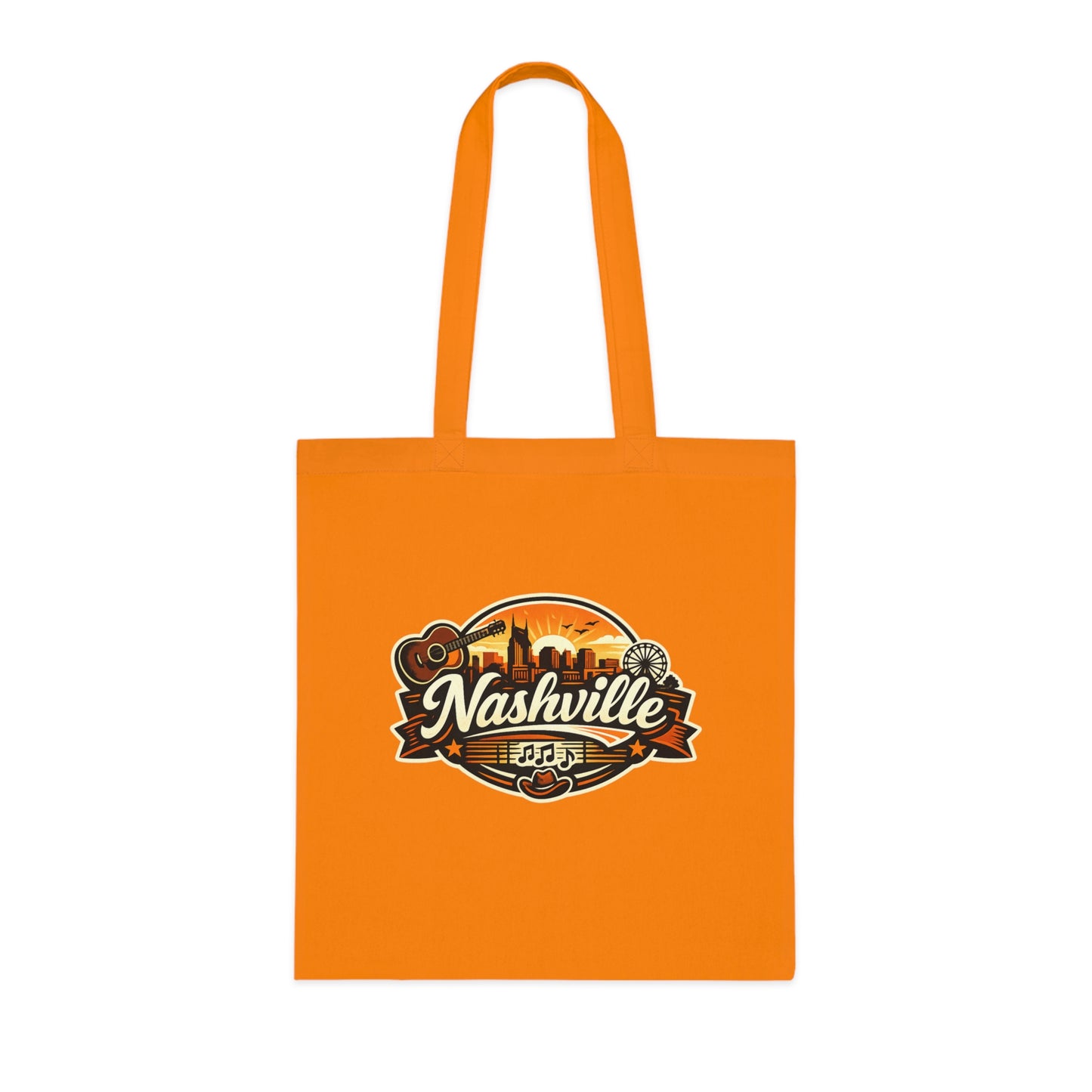 Nashville Retro Badge Tote Bag — Music City Souvenir Cotton Tote
