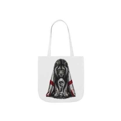 England Lion Guardian Canvas Tote — Protective Lion & Cub Illustration Tote Bag
