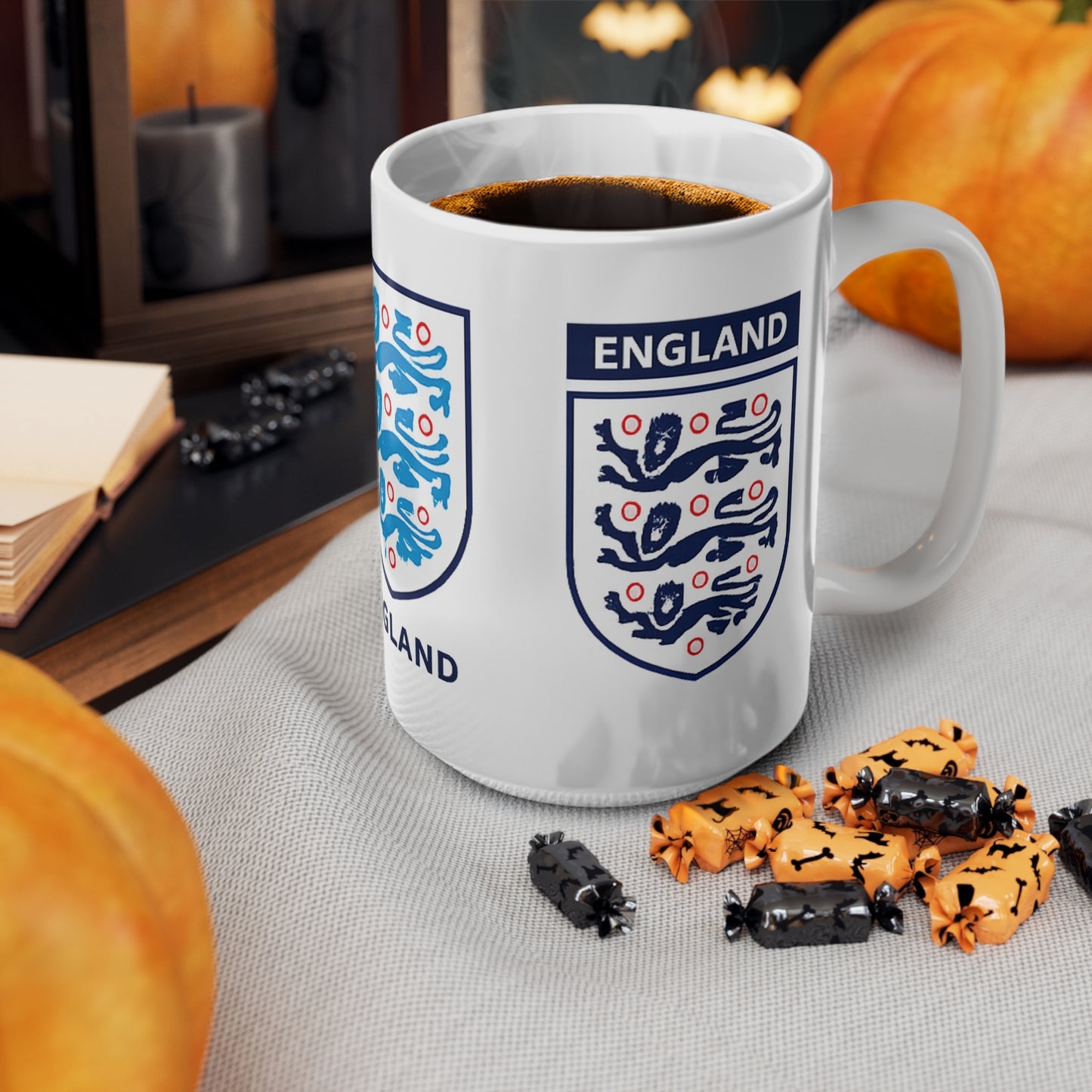England Three Lions Ceramic Coffee Mug — 11oz & 15oz Football Fan Gift