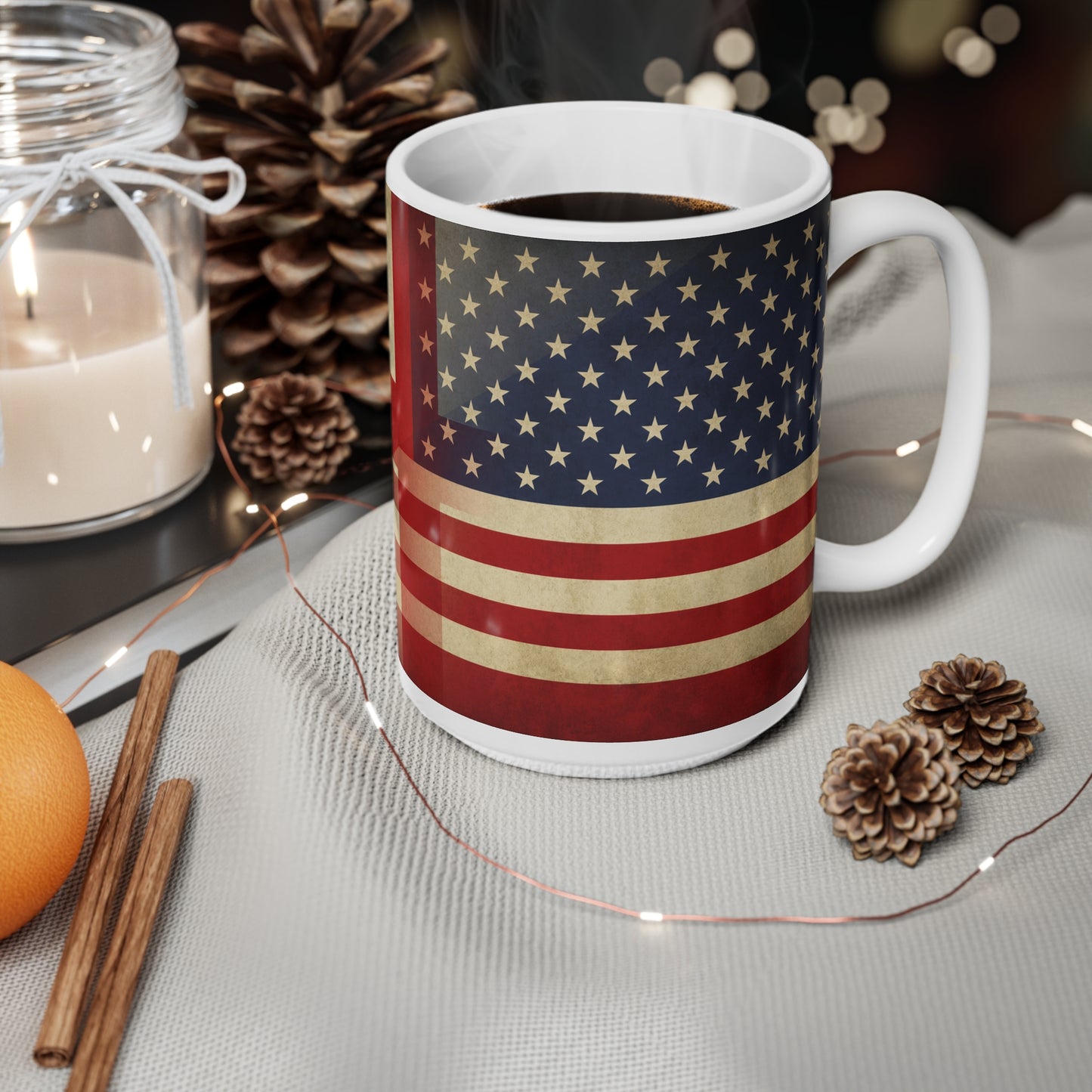 Vintage England & USA Flag Coffee Mug — Retro American Flag Ceramic Coffee Cup (11oz, 15oz)