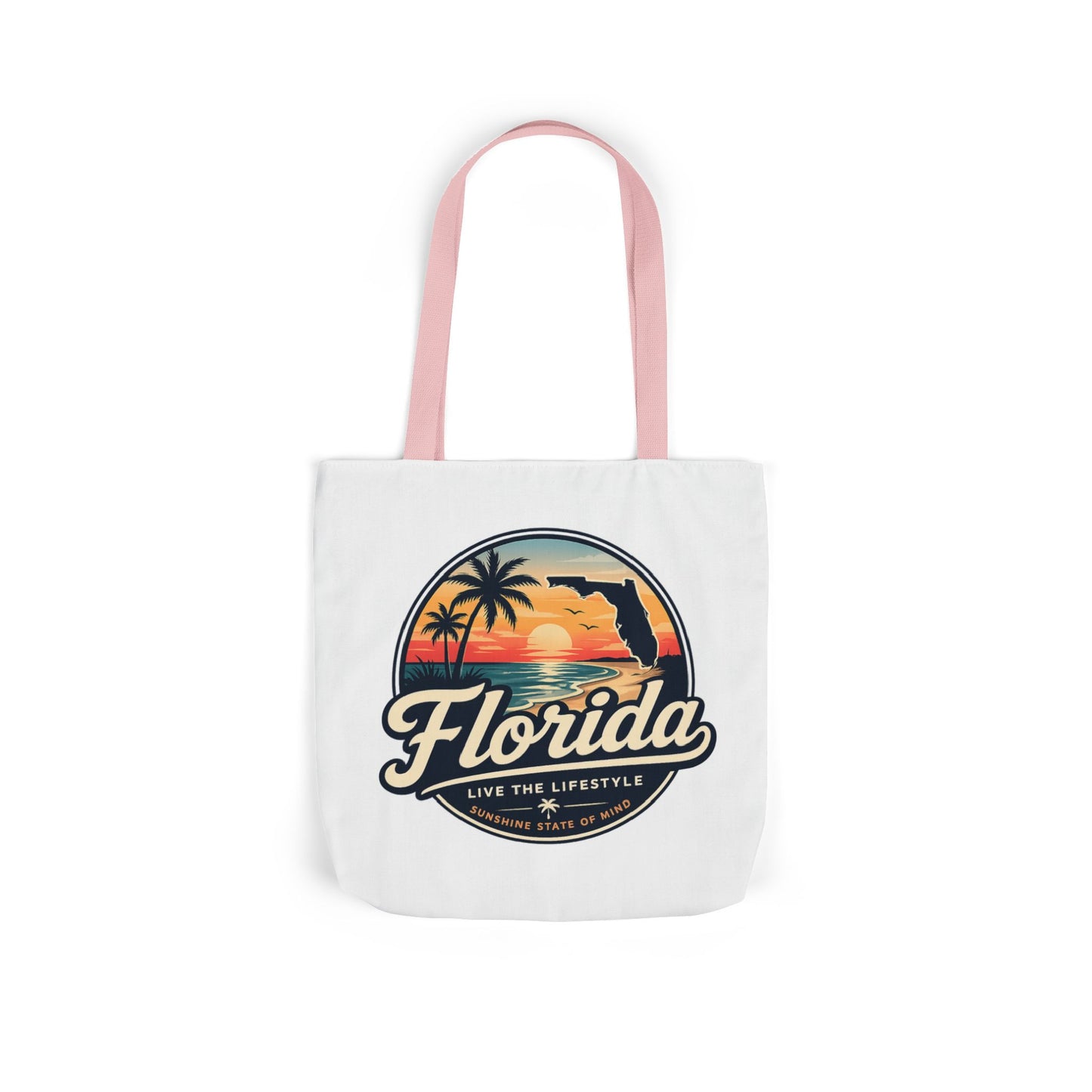 Florida Sunset Canvas Tote Bag — Retro Palm Beach Design