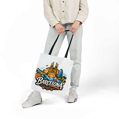 Barcelona Skyline Canvas Tote Bag — Colorful Travel Souvenir Tote