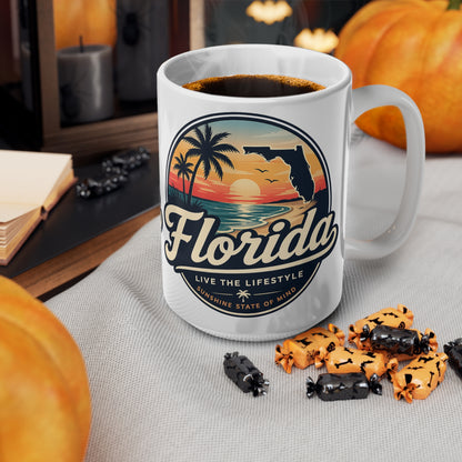 Florida Sunset Coffee Mug — Retro Palm Beach Ceramic Cup (11oz & 15oz)