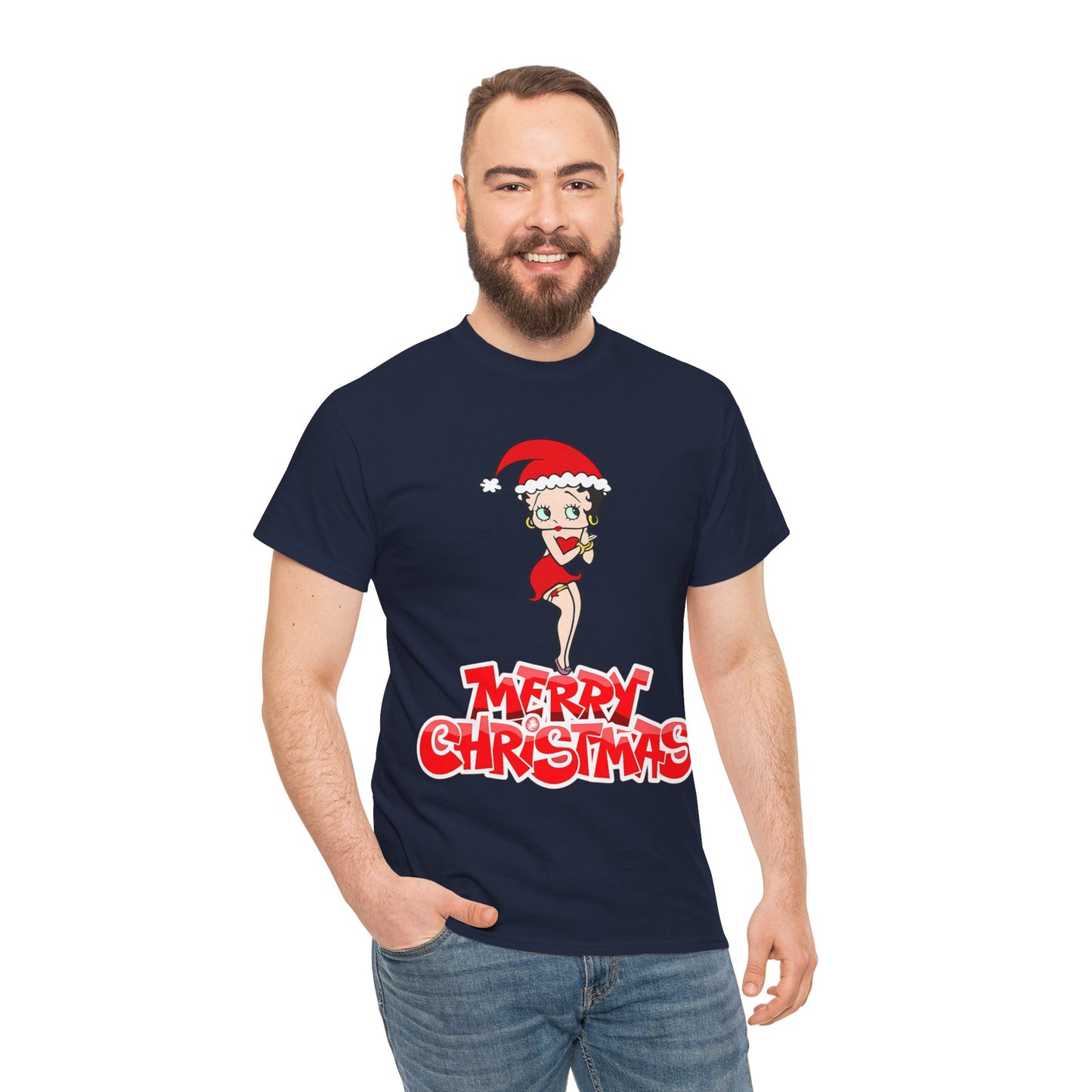 Christmas Betty Boop Tee - 'Merry Christmas' Holiday Graphic Shirt