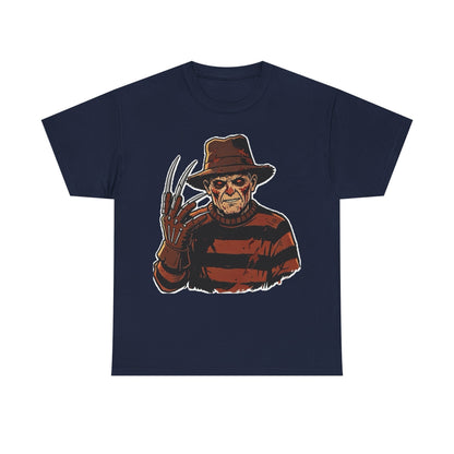 Freddy Krueger Horror Tee — Vintage Striped Nightmare Graphic