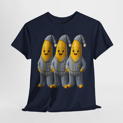 Bananas in Pyjamas – Three Smiling Bananas in Striped Pajamas Graphic T-Shirt