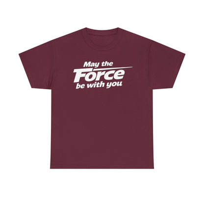 "May the Force Be With You" Retro Embossed Graphic T‑Shirt —