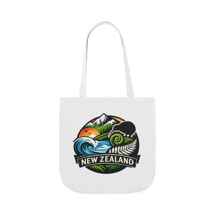 New Zealand Scenic Tote Bag — Kiwi, Mountains & Waves Canvas Tote