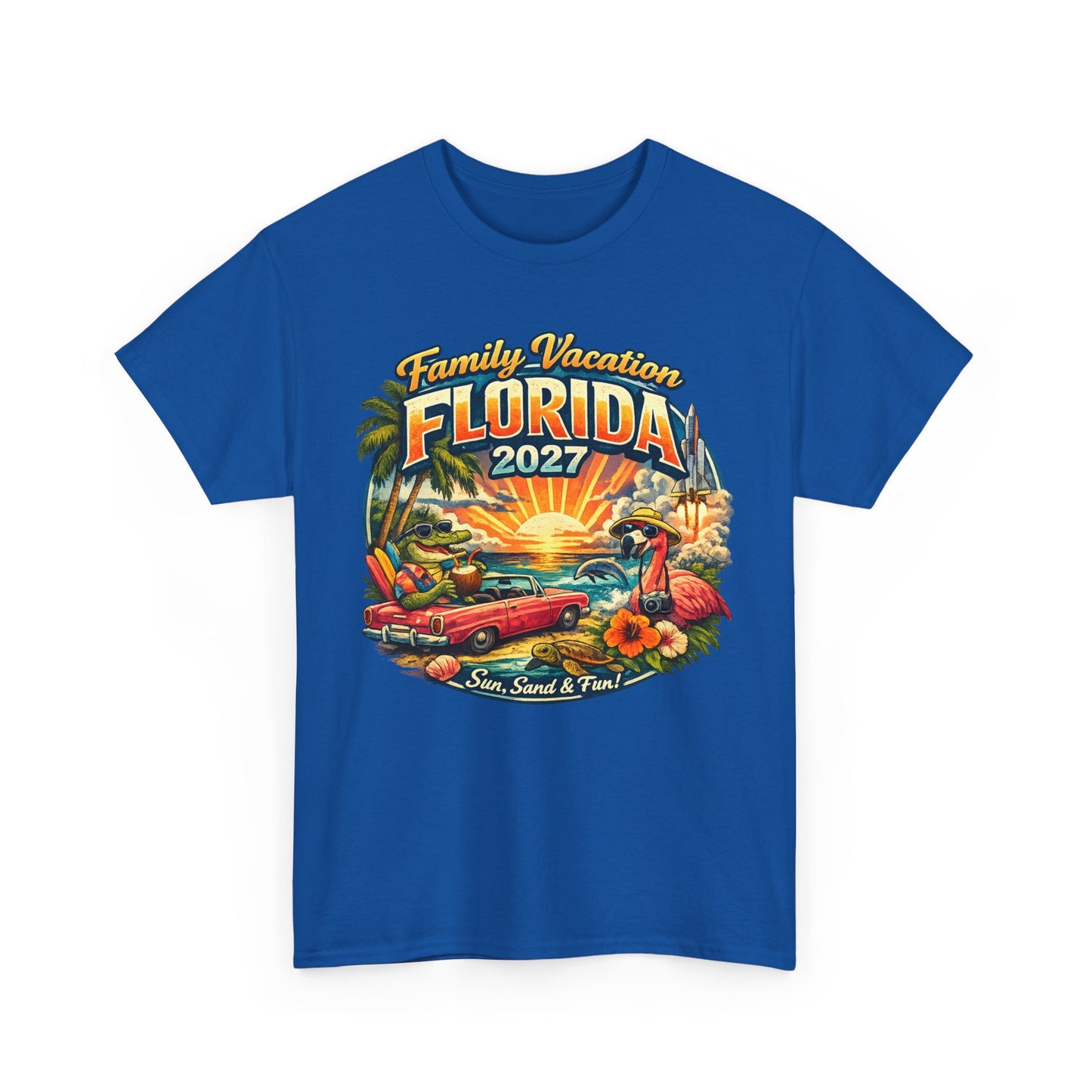 Florida Family Vacation 2027 T-Shirt — Retro Sunset Beach Design