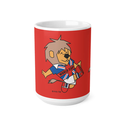 1966 World Cup Lion Soccer Mug — Retro Football Mascot Ceramic Coffee Cup (11oz, 15oz)