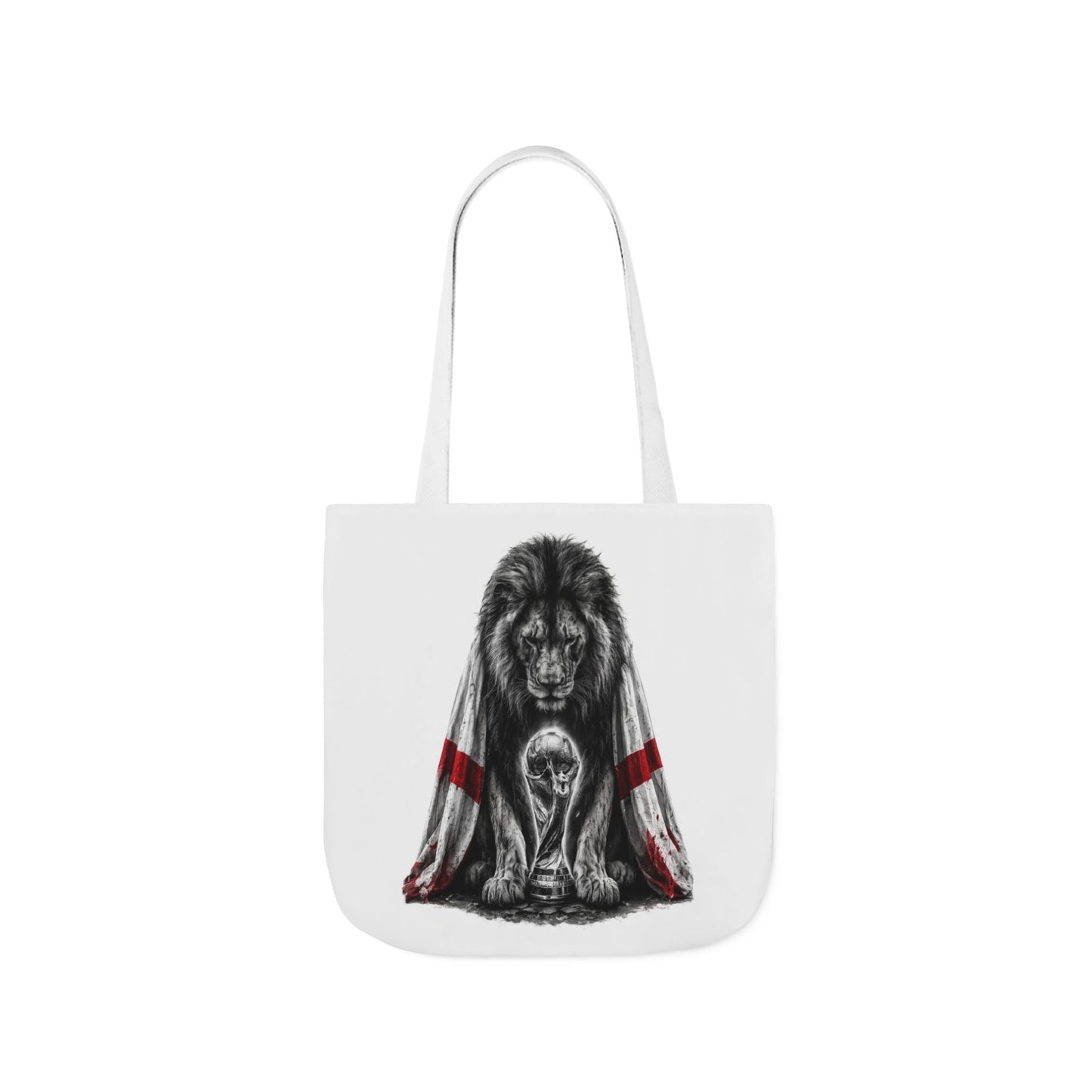 England Lion Guardian Canvas Tote — Protective Lion & Cub Illustration Tote Bag