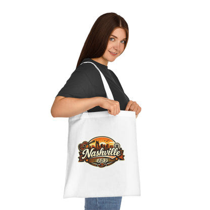 Nashville Retro Badge Tote Bag — Music City Souvenir Cotton Tote