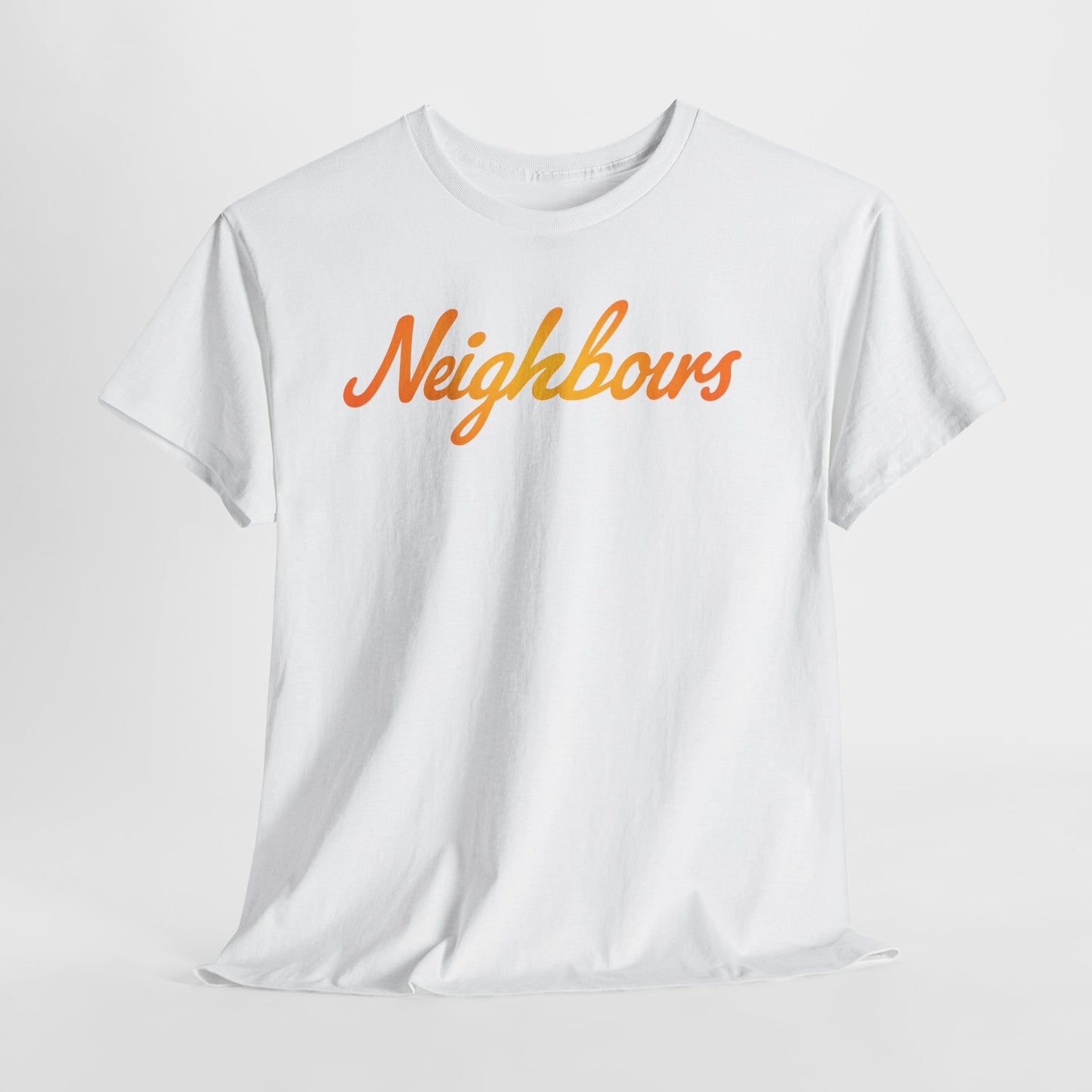 Neighbours Script T‑Shirt — Retro Orange Neighborhood Tee