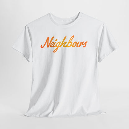 Neighbours Script T‑Shirt — Retro Orange Neighborhood Tee