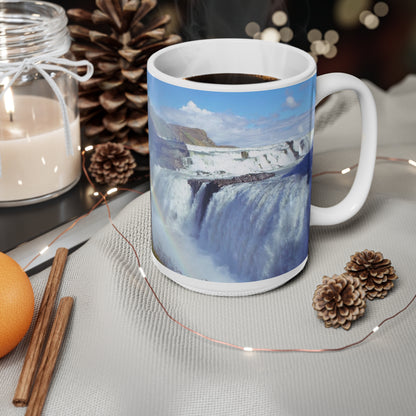 Waterfall Rainbow Ceramic Coffee Mug — Scenic Landscape 11oz & 15oz