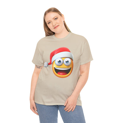 Christmas Emoji T-Shirt — Santa Hat Smiley Holiday Tee