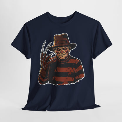 Freddy Krueger Horror Tee — Vintage Striped Nightmare Graphic
