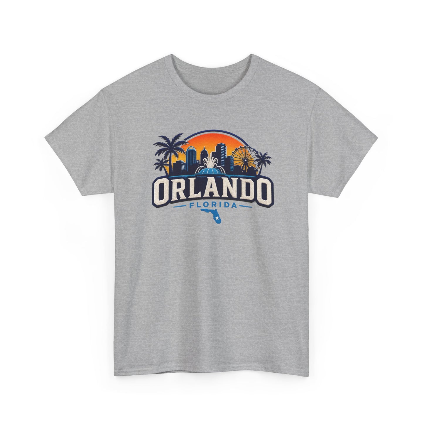 Orlando Florida Sunset T-Shirt — Retro Skyline & Palm Tree Vacation Tee