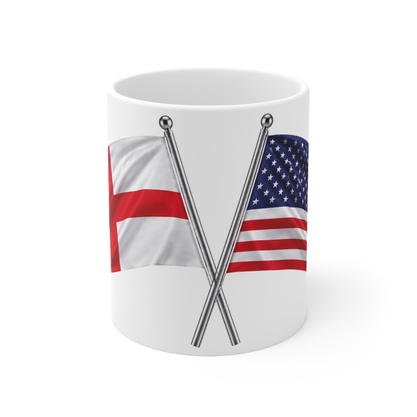 England & USA Crossed Flags Ceramic Coffee Mug — 11oz & 15oz