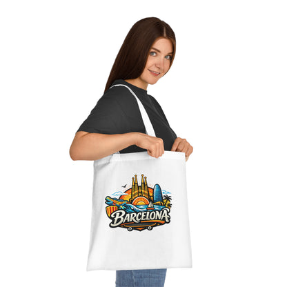 Barcelona Skyline Cotton Tote — Souvenir Travel Beach Bag