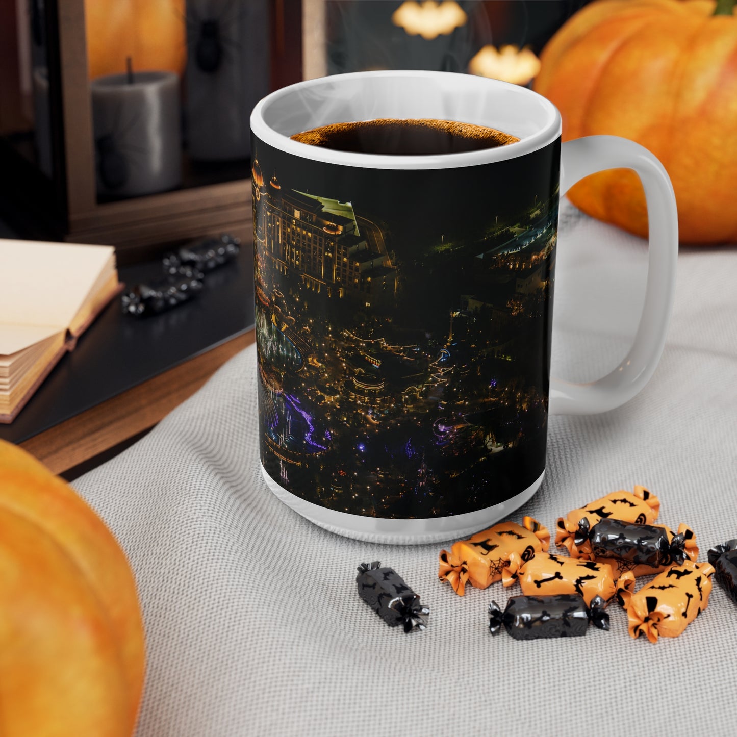 Epic Universe Nightscape Ceramic Coffee Mug — Neon Skyline 11oz & 15oz