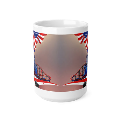 American Theme Park Coffee Mug — Patriotic Roller Coaster & Castle 11oz/15oz