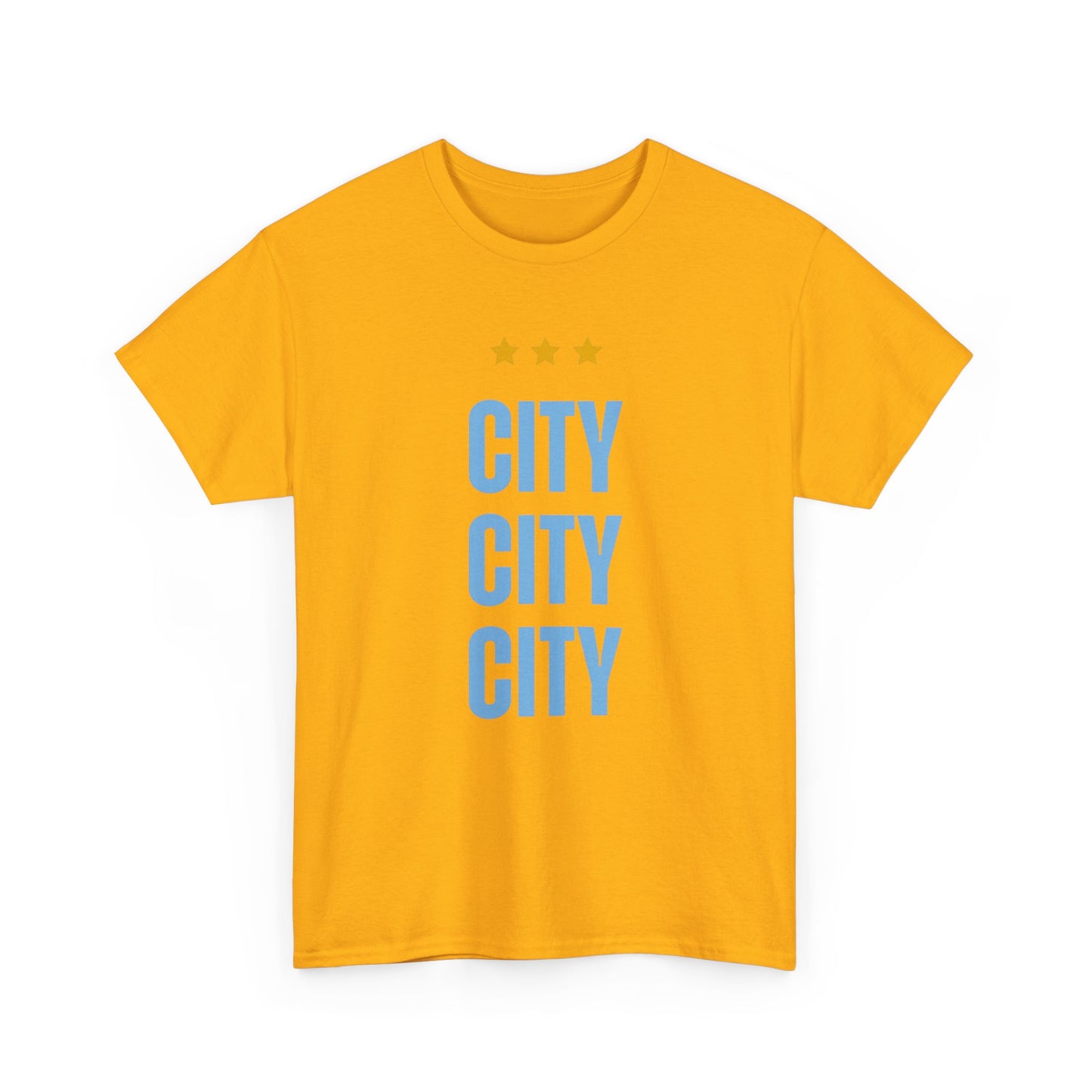 Manchester City City City Tee — Minimal Skyline Graphic T‑Shirt with Three Stars