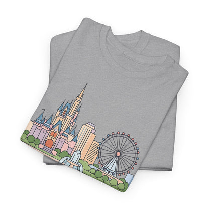 Orlando Skyline T-Shirt — Cute Cityscape Graphic Tee with 'Orlando' Text