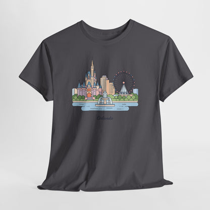 Orlando Skyline T-Shirt — Cute Cityscape Graphic Tee with 'Orlando' Text