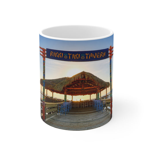 Rikki Tiki Tavern Cocoa Beach Beach Mug — Tropical Tiki Bar Ceramic Coffee Cup (11oz & 15oz)