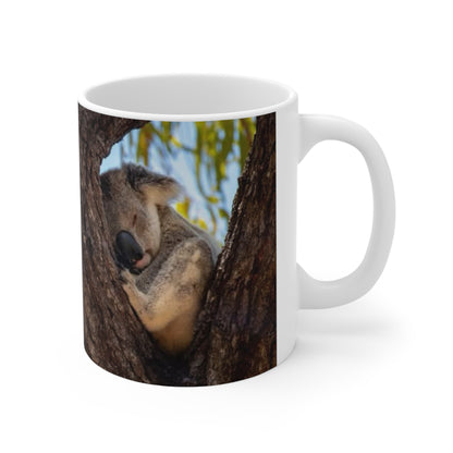 Koala in Tree Ceramic Coffee Mug — 11oz & 15oz Cute Wildlife Photo Mug