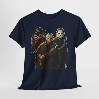 Horror Icons T-Shirt — Freddy, Jason & Michael Trio Graphic Tee
