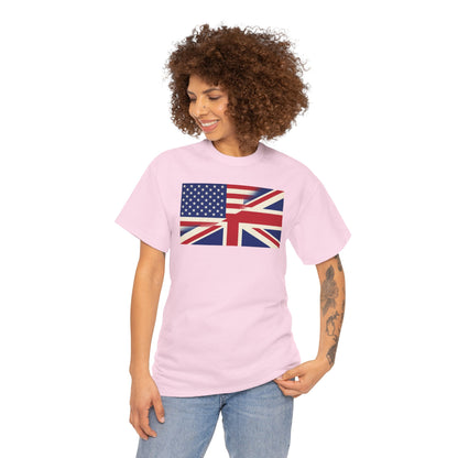 USA-UK Flag Graphic Tee — American British Union Jack Mashup T-Shirt