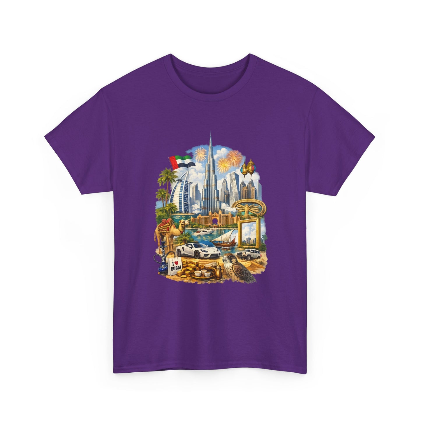Dubai Skyline Beach Vacation T-Shirt – Retro Travel Collage Tee